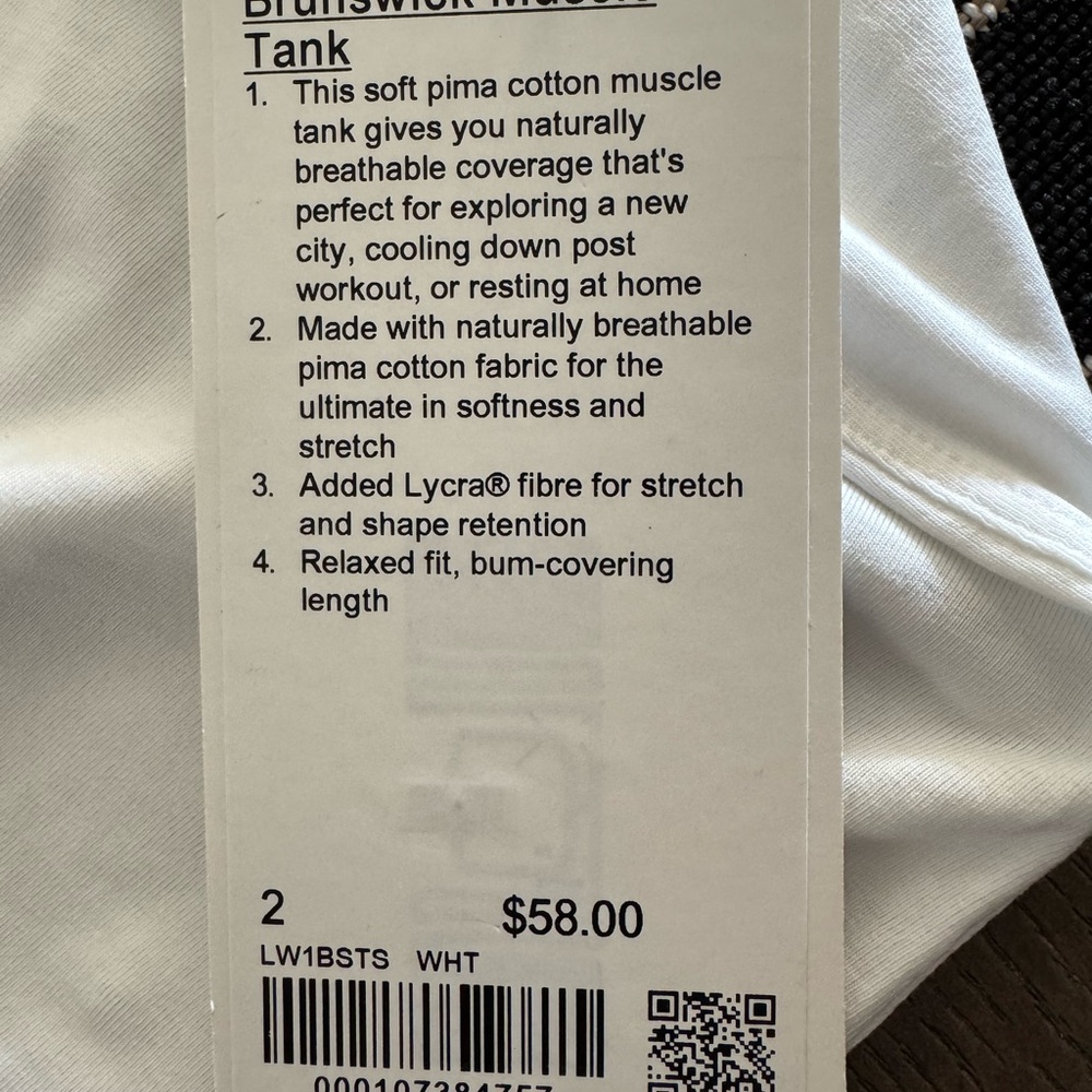 lululemon athletica Women's Classic White Muscle Tee - Picture 5 of 5